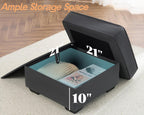 AMERLIFE Upholstered Storage Ottoman Footrest, Charcoal Grey | Storage Ottoman Footrest, Hidden Storage Compartment, Soft Upholstered Comfort