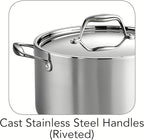 Tramontina Signature Tri-Ply Clad Stainless Steel 6-Quart Sauce Pot with Lid, Induction-Ready Pot, Dishwasher-Safe, NSF-Certified, Made in Brazil