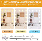 Wodeer Makeup Vanity Desk with Mirror and Lights, 43" White Vanity Set with 3 Drawers, Power Outlet & Adjustable RGB LED Lights, Dressing Table with Storage Shelf for Women & Girls Bedroom