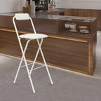 1 Pcs Folding Bar Stool with Backrest 29.5 Inch Tall Foldable Stool Chair Portable High Folding Bar Chair Counter Height Seat Cushioned Padded for Kitchen Island Shop Cafe Dining Room (White)