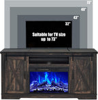AMERLIFE Farmhouse 5 Piece Living Room Table Set, 63" TV Stand, Daark Oak