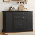 Farmhouse 47" Buffet Cabinet with Storage,Large Sideboard Buffet with Drawers and Adjustable Shelves, Rusitc Coffee Bar Cabinet for Kitchen, Black