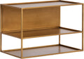 Kate and Laurel Nomi Modern Metal Floating Side Table with Storage, 18 x 10 x 12, Gold, Contemporary Tiered Floating End Table for Use as Wall Shelf for Small Spaces