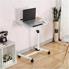 LJYT Movable Table,Sofa Side Table Rotating Mobile End Table, Adjustable Desks Laptop Desk Bedside Table, Lazy Tray Bed Side Table, Multi-Functional Study Desk, Lifting and Moving (Color : White)