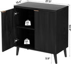 Homleke Buffet Cabinet with Storage, Modern Fluted Accent Sideboard with Doors & Adjustable Shelf, Buffet Table Entryway Cabinets for Living Room, Kitchen, Dining Room, Hallway, Black