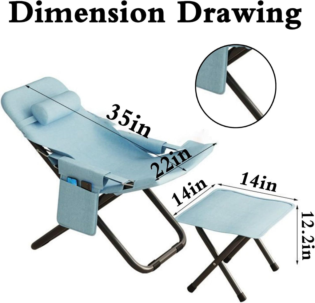 Reinforced Support Beach Chair, Soft Skin Friendly Fabric(Sky Blue)