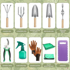 Gardening Tools Set, 11 Piece Garden Hand Tools, Garden Tools Set with Rust-Proof,Fashion and Durable Garden Tools Organizer Handbag Perfect Gardening Gifts for Mothers Day & Outdoor (Purple)