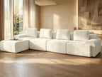 159" L Shaped Oversized Couch, Comfort Cloud Sectional Couches for Living Room, Modular Sofa High Back & Extra Deep Seat, No Assembly, Chenille (Warm White, 159 inch-L Shaped（4+1）)