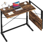 Vantic 31.5" Folding TV Tray Table for Eating on Couch, Rustic Brown | Foldable Couch Desk Table for Small Spaces, Extra Large TV Dinner Trays, Portable Fold Computer Writing Desk for Home Office