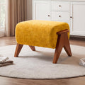 Linen Padded footstools Mid Century Modern Ottoman with Wood Frame, Lounge Upholstered Ottoman, Reading Chair, Sturdy Base, Suitable for Resting Your feet on a Lounge Chair Yellow