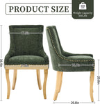 Upholstered Dining Chairs Set of 4, Chenille Fabric Dining Room Chairs with with Gold Stainless Steel Legs, Nailhead Trim, Modern Farmhouse Accent Chairs for Dining Room or Kitchen, Olive Green
