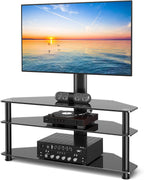 TAVR Furniture Swivel Floor TV Stand for 32-70 Inch TVs - Universal Height Adjustable TV Floor Stand with Shelves Perfect for Bedroom and Corner, TV Mount Stand VESA 600x400mm Holds up to 88lbs, Black