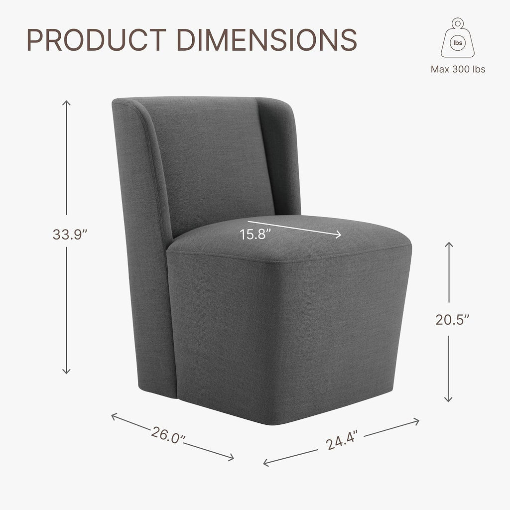 KISLOT Dining Chairs with Casters No Assembly Upholstered Wingback Single Sofa Armless Deskchair for Bedroom Waiting Room Kitchen Diningroom