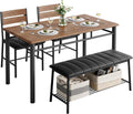 IRONCK Dining Table Set for 4, Kitchen Table with Upholstered Bench and 2 Chairs, Kitchen Table and Chairs Set for Small Space, Apartment, Walnut