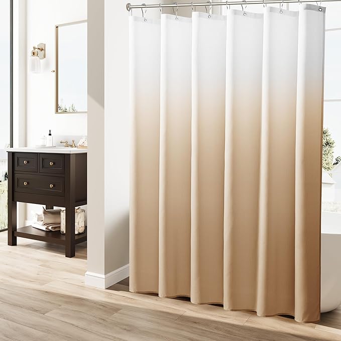 Naturoom Camel Shower Curtains for Bathroom,Ombre Cloth Fabric Shower Curtain Set with 12 Hooks Camel Bathroom Decor 72 x 72