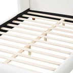 Christopher Knight Home Astry Boucle Upholstered Queen Size Bed Frame with Wingback Headboard, Modern Queen Bed Frame and Headboard, Wooden Slats Support, Easy Assembly, No Box Spring Needed, White
