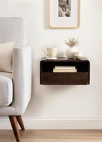 Kate and Laurel Kato Modern Mango Wood Floating Side Table with Drawer, 18 x 10 x 9, Dark Brown, Contemporary Wooden Floating Nightstand for Bedroom Bedside Table or Living Room Wall Storage