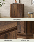 Corner Storage Cabinet, Small Corner Floor Cabinet with 2 Doors and 2-Tier Shelves, Modern Wooden Narrow Storage Organizer for Living Room, Kitchen, Pantry, Bathroom, Brown