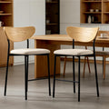 Beige Dining Chairs Set of 2, Upholstered Modern Kitchen Chairs Dining Room Chairs with Wood Curved Backrest & Metal Legs
