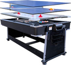 RACK Triad 7-Foot 3-in-1 Multi-Game Swivel Table - Billiards/Pool, Table Tennis & Air Hockey