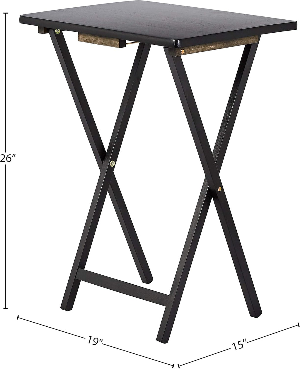Amazon Basics Portable Foldable TV Tray Table with Storage Rack, Space-Saving Design, 15" x 19" x 26", Black, 4-Pack