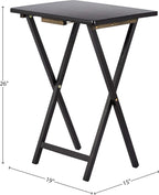 Amazon Basics Portable Foldable TV Tray Table with Storage Rack, Space-Saving Design, 15" x 19" x 26", Black, 4-Pack