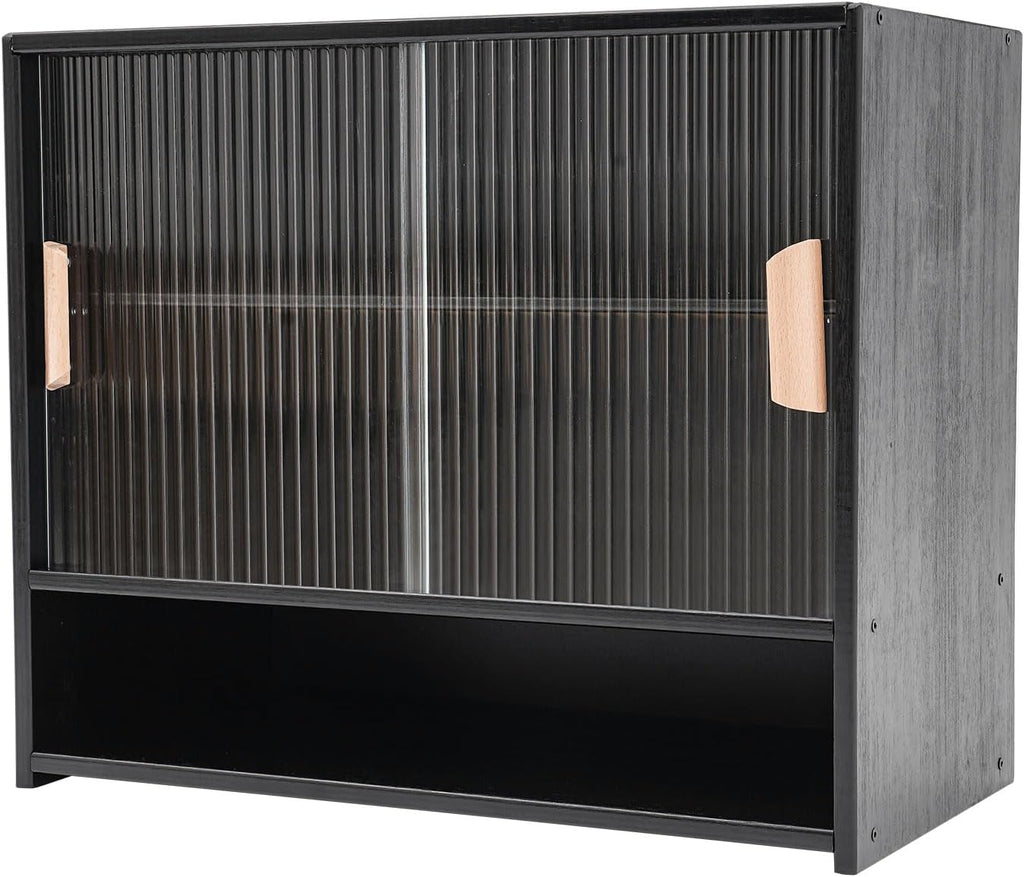 Xuthusman Kitchen Pantry Storage Cabinet,21.6x11x18.1inch Freestanding Narrow Floor Organizer with Sliding Doors Adjustable Tall Storage Cabinet for Bathroom Kitchen Living Room