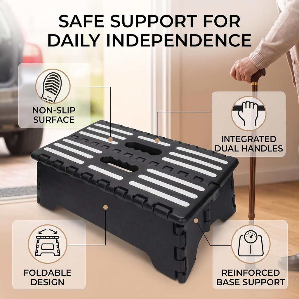 Generic Portable Folding Step Stool Nonslip for Elderly Assistant Lightweight Plastic 120KG Capacity 1 Unit