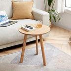 Round End Table for Living Room Coffee Side Table, Durable All Natural Solid Oak Wood Side Table for Living Room, Bedroom, Balcony, Easy to Maintain (Natural)