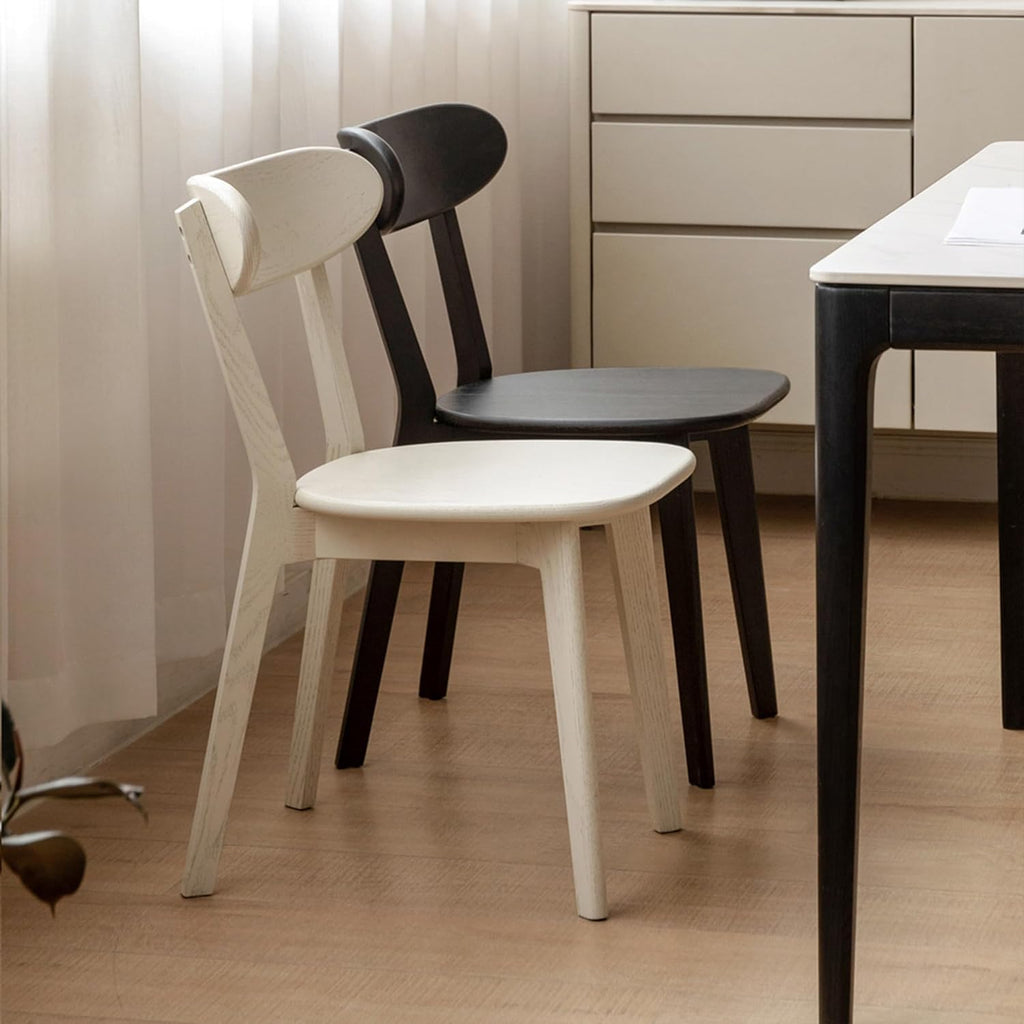 Dining Chairs, Kitchen Chairs, 100% Oak Solid Wood Modern Chair with Curved Backrest Kitchen & Dining Room Chairs Modern Chair for Living Room, Dining Room (6, Black)