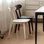 Dining Chairs, Kitchen Chairs, 100% Oak Solid Wood Modern Chair with Curved Backrest Kitchen & Dining Room Chairs Modern Chair for Living Room, Dining Room (6, Black)