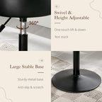 LUE BONA Adjustable Vanity Stool 15.8"-20.7", 360° Swivel Faux Leather Chair, 300lbs Capacity for Makeup Room, Bathroom, Living Room, Black