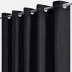 Furlinic No Hooks Needed Black Shower Curtain or Liner,Polyester Fabric Bathroom Curtains with 6 Split Grommets,Waterproof & Machine Washable,Stall Size,48x78 Inch