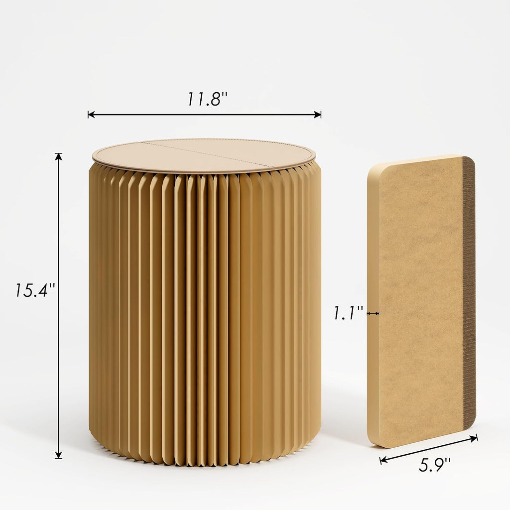 Folding Stool 17-Inch Foldable Paper Stool, Portable Folding Stool | Made with Eco-Friendly Kraft Paper Honeycomb Design, Only1.2 Inches Thick When Folded.Modern Minimalist Living Room Stool