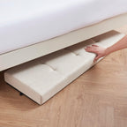 Ornavo Home 43" Large Storage Ottoman Bench with Legs, Beige | Foot Rest Stool; Ottoman with Hidden Storage; Ideal for Bedroom, Living Room, Entryway or Home Office