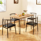 Giantex 5-Piece Dining Table Set, 43-Inches Rectangular Kitchen Table & 4 Armless Chairs with Upholstered Seat, Spindle Back, Metal Frame, Dinette Set for Small Space, Living Room (Oak+Black)