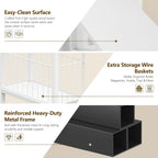 Heybly Small Narrow Side Table for Small Space, Thin Bedside Table with Storage Basket, Skinny End Table, 25.2" Tall Nightstand, Couch Table for Living Room, Bedroom, Study, Kitchen, White, HET004WT1