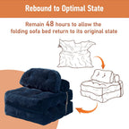 Folding Sofa Bed, Convertible Sleeper Chair with Back Support and Pillow | Foldable Couch for Living Room/Guest Use/Home Office, Foldable Chair Bed for Adults, Navy