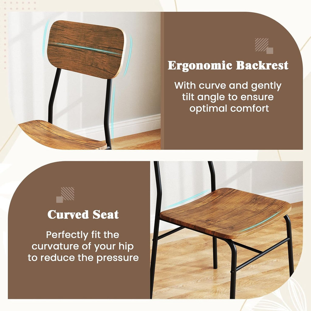 Giantex 3-Piece Dining Table Set, Kitchen Table Chairs Set with Dinner Table, Storage Rack, Metal Frame, Space-Saving Dinette Set for Breakfast Nook, Small Places, Restaurant, Dining Room Set for 2