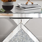 Crushed Diamond Mirrored End Table, Silver Side Accent Table, Small Mirrored Coffee Table for Living Room, Bedroom, 16"x16"x24"