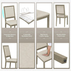 COLAMY Upholstered Wood Dining Chairs Set of 2, Kitchen Dining Chairs with Back, 19 Inch Fabric Farmhouse Dining Room Side Chairs with Wooden Legs for Kitchen Dining Living Room Courtyard, Grey