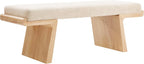 47.2" Natural Wood Bedroom Bench, Upholstered Entryway Bench, Modern End of Bed Ottoman with Soft Padded Seat & Solid Wood Frame for Dining Room and Living Room, Linen