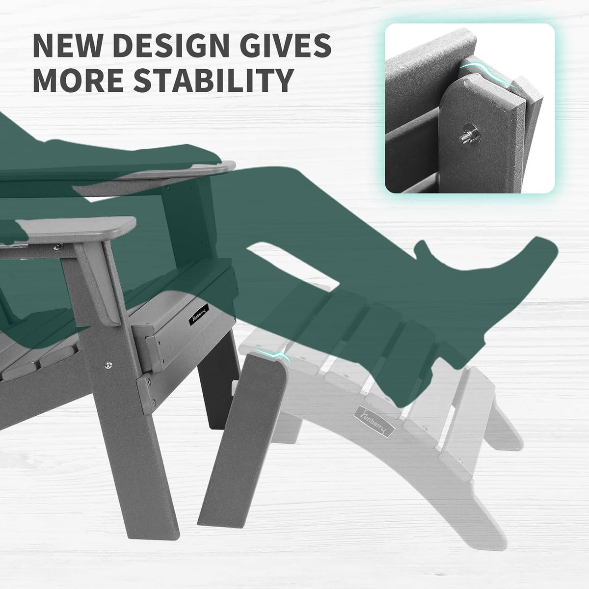 Folding Adirondack Ottoman Set of 2, Outdoor Foot Rest, Patio Footstool | Portable, HDPE All Weather, Easy Storage, No Rot or Rust or Crack, Fade Shield, Save Space, Easy-Clean for Indoor or Outdoor