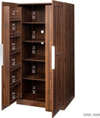 62.9" Kitchen Pantry Cabinet, Freestanding Storage Cabinet with Doors and Shelves, Buffet Sideboard for Kitchen Dining Room Living Room （Brown）