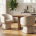 VKNOW Upholstered Swivel Dining Chairs Set of 2, Modern Dining Room Chairs with Barrel Back, Accent Arm Chair for Dining Room, Living Room, Bedroom, Vanity, Khaki