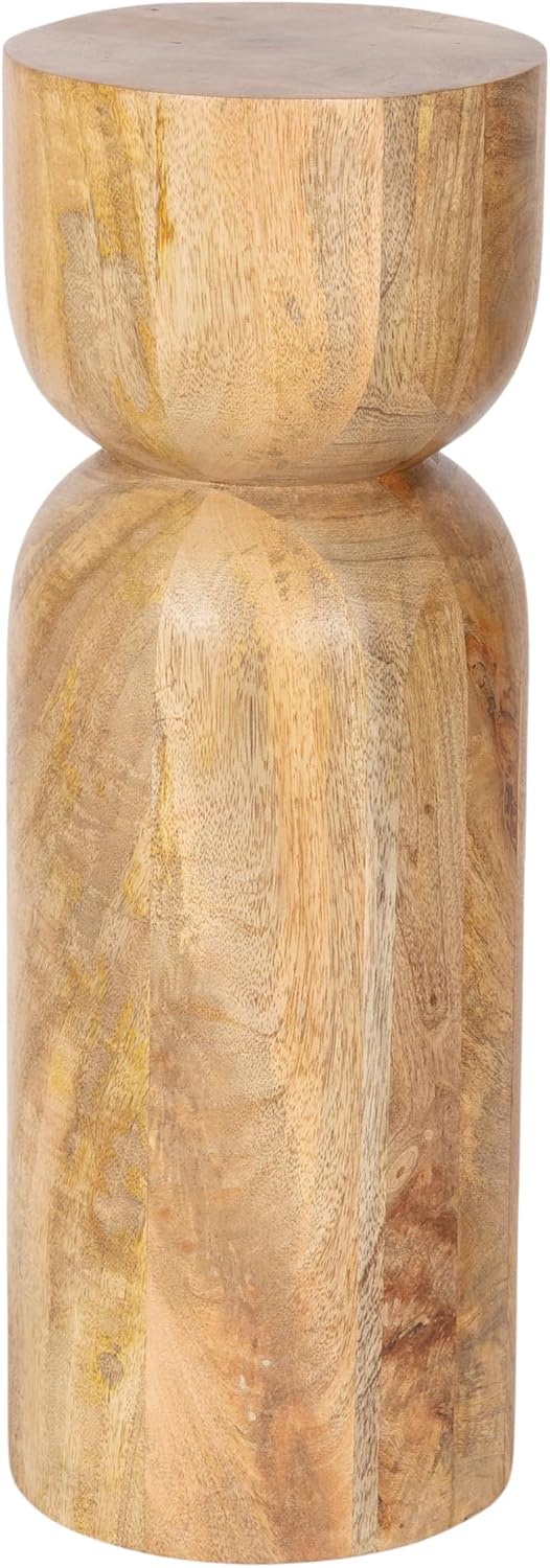 Kate and Laurel Teo Transitional Mango Wood Drink Table, 8 x 8 x 22, Natural Wood, Modern Sculptural Bedroom Nightstand with Unique Pedestal Table Design for Use as Indoor Plant Stand