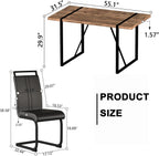 Modern Dining Table Set for 4, Wooden Kitchen Table and Chairs Set,5 Piece Dining Table Set with 1 MDF Table and 4 Upholstered Dining Chairs,55" Rectangle Kitchen Table Set for Apartment