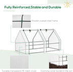 Outsunny 6' x 3' x 3' Mini Greenhouse with Zippered Doors & Roll-up Windows, Portable Plant Hot House with Durable PE Cover, Water Resistant, UV Protected for Outdoor Flowers, Vegetables, White