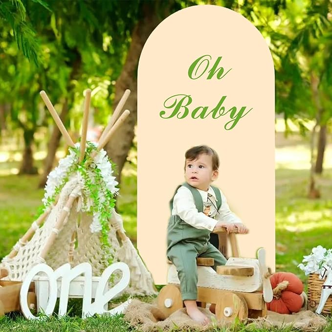 Beige Arch Cover 4ft Arch Backdrop Cover Spandex Fitted Wedding Arch Covers Round Top Arch Frame Cover Chiara Arch Cover Backdrop Fabric for Baby Shower Birthday Garden Party Celebration
