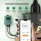 WiFi Digital Heat Mat Thermostat Controller, 32-113°F with Heating Cooling Mode, 365 Day Data Export, 1200W, High/Low Temp Alerts, Plug & Play for Reptile Seedling Brewing Breeding Greenhouse